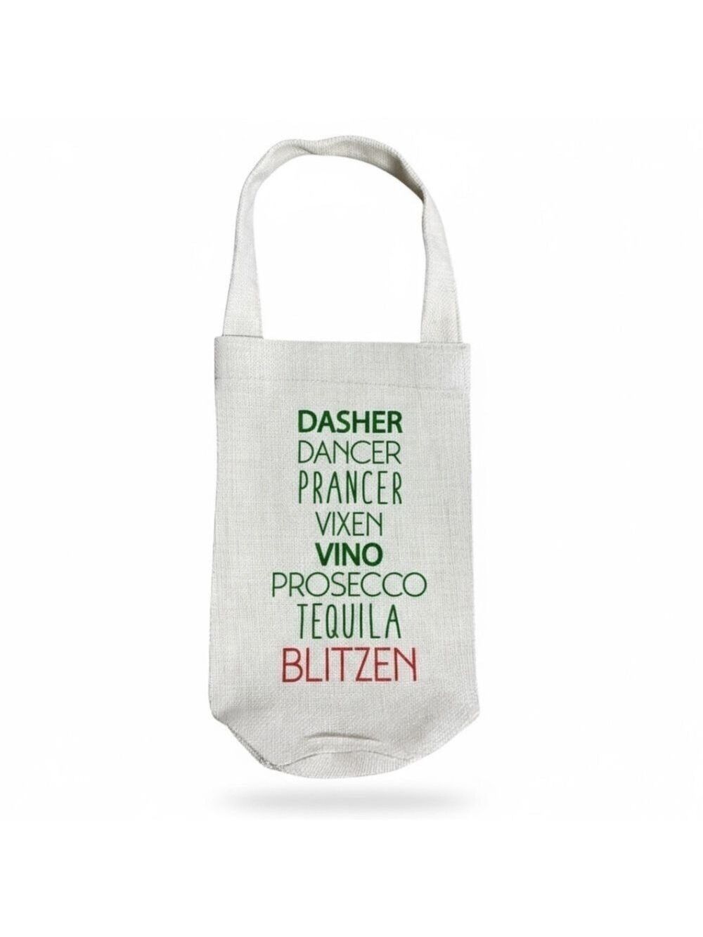 Christmas Wine Tote Bag Dasher Dancer Vixen Vino Prosecco Tequila Blitzen